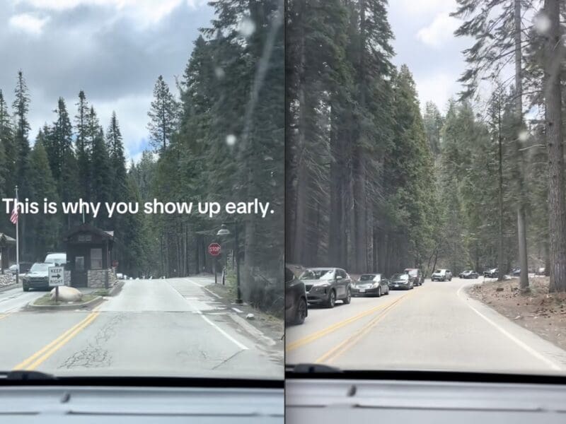 Show up early when visiting a national park.